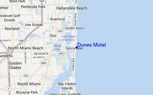 mappa di localizzazione di Dunes Motel
