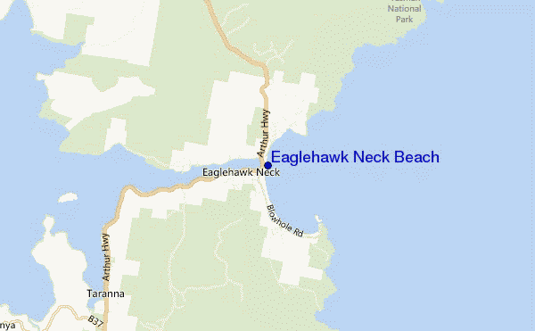 mappa di localizzazione di Eaglehawk Neck Beach