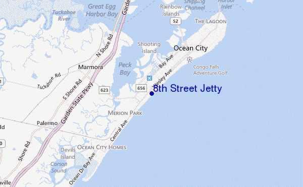 mappa di localizzazione di 8th Street Jetty