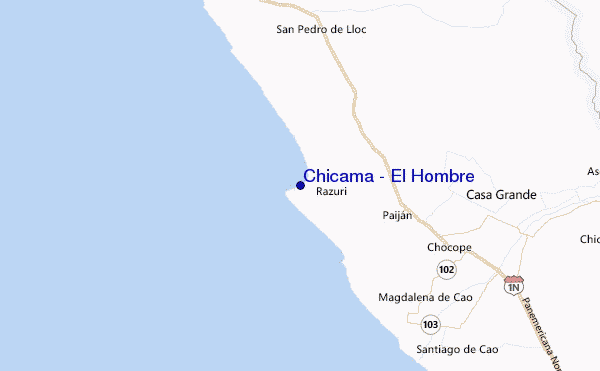 Chicama - El Hombre Location Map