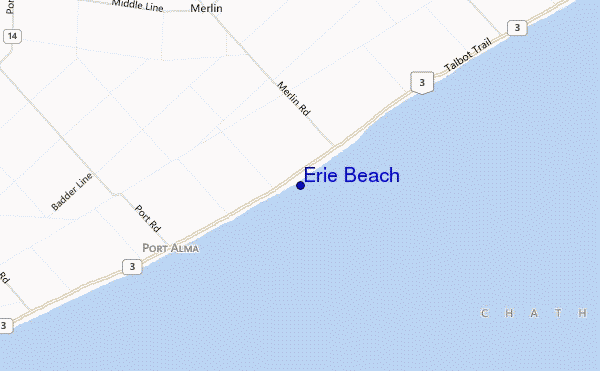 mappa di localizzazione di Erie Beach