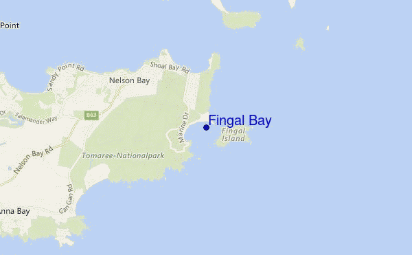 mappa di localizzazione di Fingal Bay