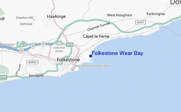 mappa di localizzazione di Folkestone Wear Bay