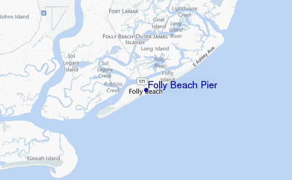 mappa di localizzazione di Folly Beach Pier