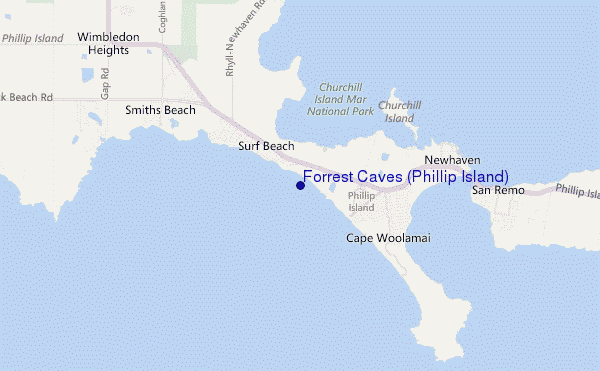 mappa di localizzazione di Forrest Caves (Phillip Island)