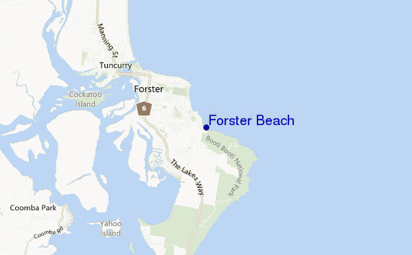 mappa di localizzazione di Forster Beach