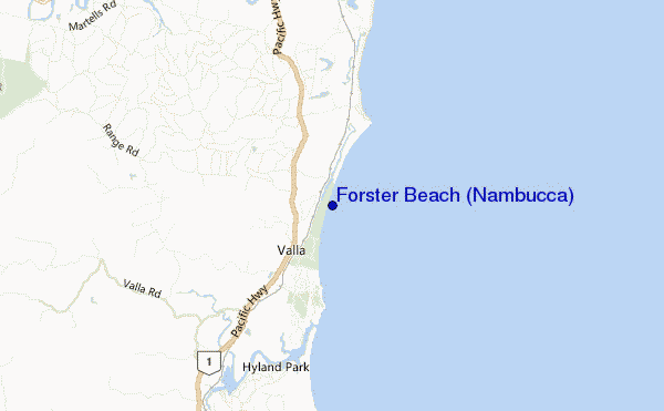 mappa di localizzazione di Forster Beach (Nambucca)