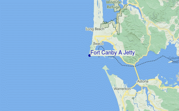 Fort Canby A Jetty Location Map