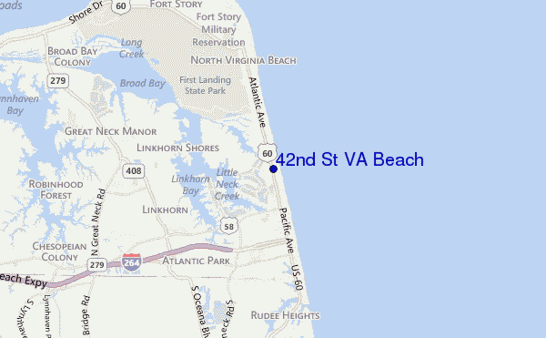 mappa di localizzazione di 42nd St VA Beach