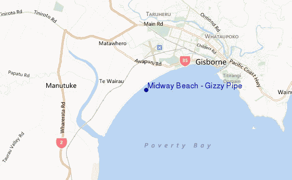 mappa di localizzazione di Midway Beach - Gizzy Pipe