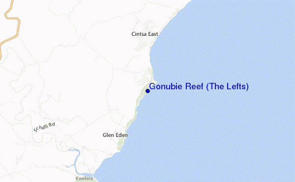 mappa di localizzazione di Gonubie Reef (The Lefts)