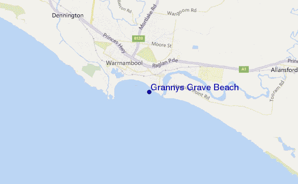 mappa di localizzazione di Grannys Grave Beach