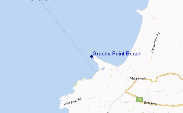 mappa di localizzazione di Greens Point Beach