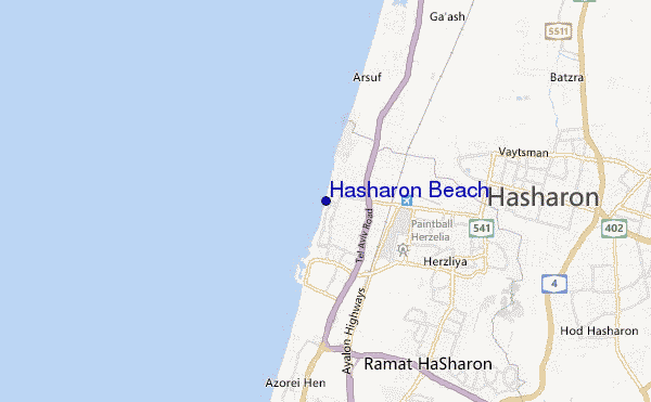 mappa di localizzazione di Hasharon Beach