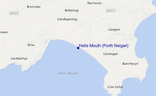 mappa di localizzazione di Hells Mouth (Porth Neigwl)