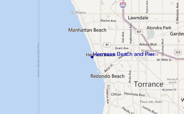 mappa di localizzazione di Hermosa Beach and Pier