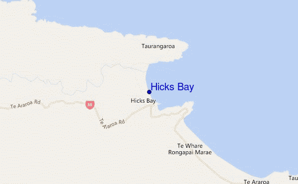 mappa di localizzazione di Hicks Bay