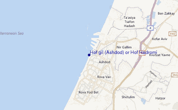 mappa di localizzazione di Hof gil (Ashdod) or Hof Hadromi