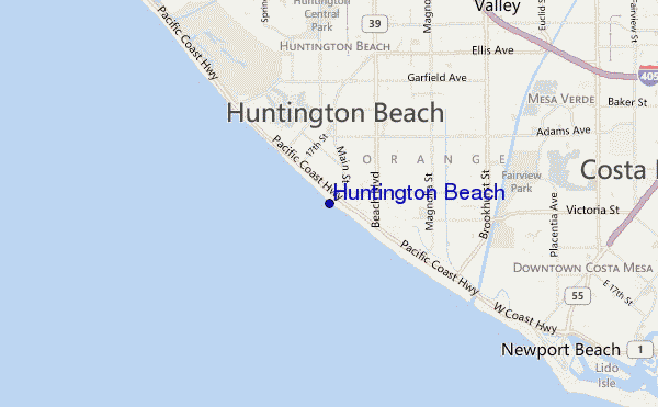 mappa di localizzazione di Huntington Beach