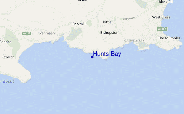 mappa di localizzazione di Hunts Bay