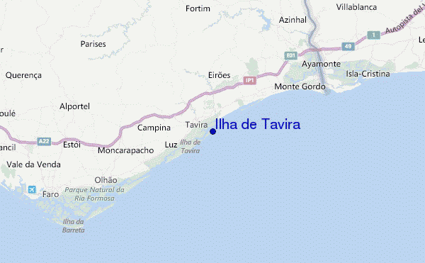 Ilha de Tavira Location Map