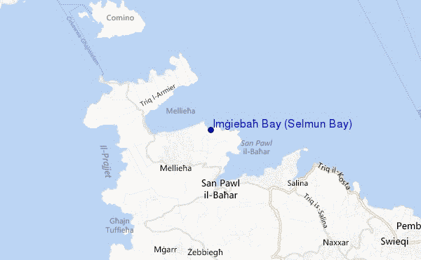 mappa di localizzazione di Imġiebaħ Bay (Selmun Bay)