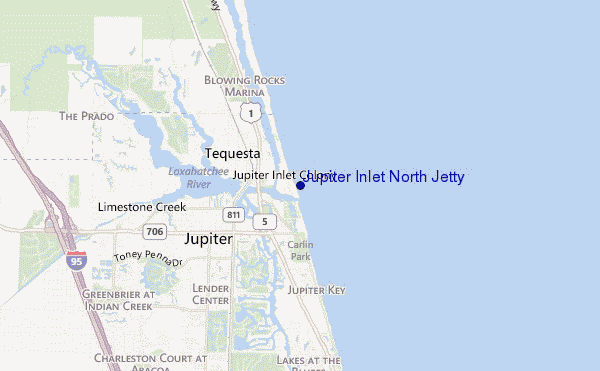 mappa di localizzazione di Jupiter Inlet North Jetty