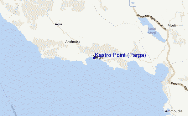 mappa di localizzazione di Kastro Point (Parga)