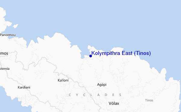mappa di localizzazione di Kolympithra East (Tinos)