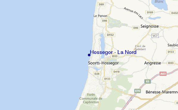 mappa di localizzazione di Hossegor - La Nord