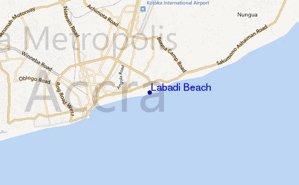 mappa di localizzazione di Labadi Beach