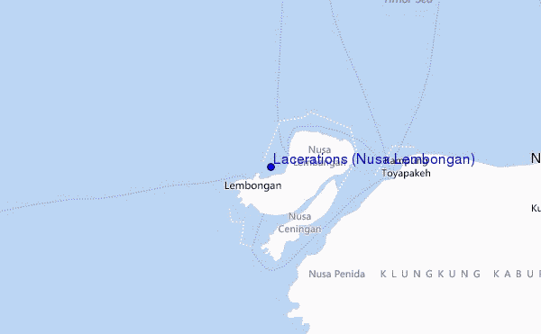 mappa di localizzazione di Lacerations (Nusa Lembongan)