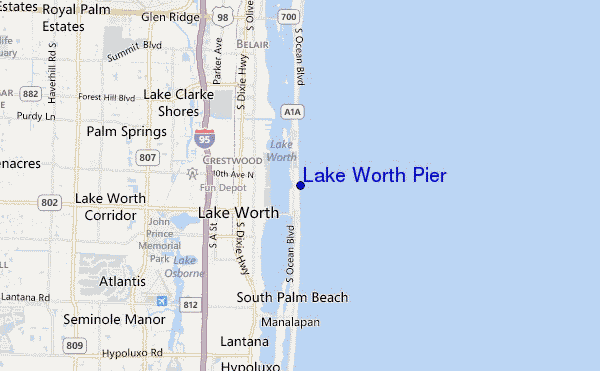 mappa di localizzazione di Lake Worth Pier