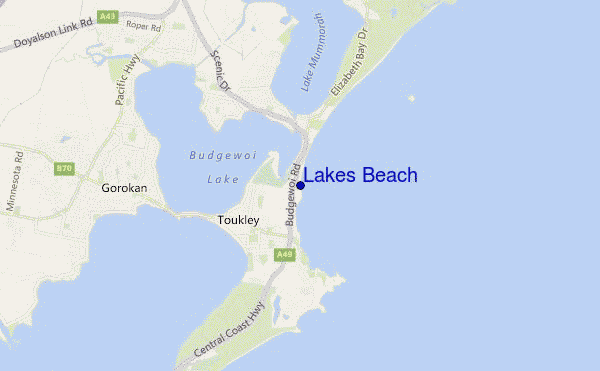 mappa di localizzazione di Lakes Beach