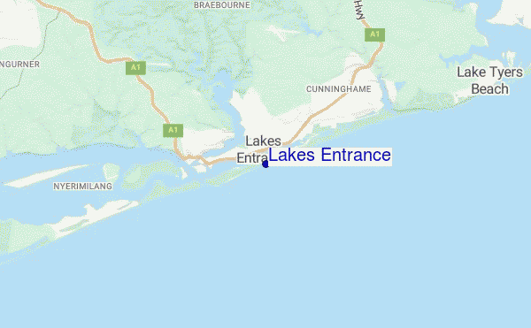 mappa di localizzazione di Lakes Entrance