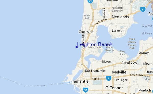 mappa di localizzazione di Leighton Beach