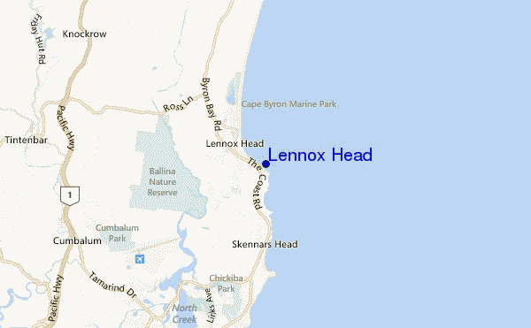 mappa di localizzazione di Lennox Head
