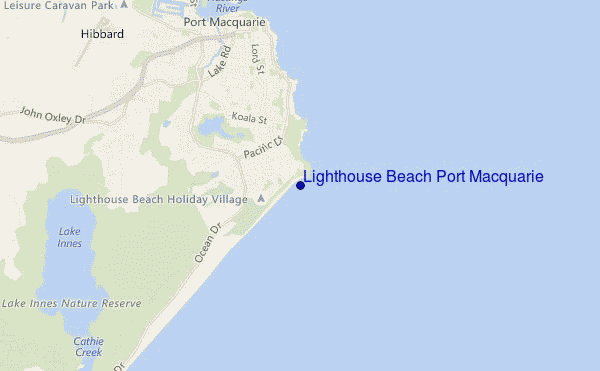 mappa di localizzazione di Lighthouse Beach Port Macquarie
