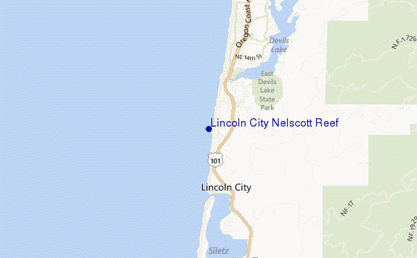 mappa di localizzazione di Lincoln City Nelscott Reef