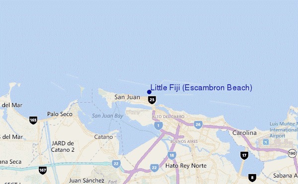 mappa di localizzazione di Little Fiji (Escambron Beach)