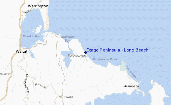 mappa di localizzazione di Otago Peninsula - Long Beach