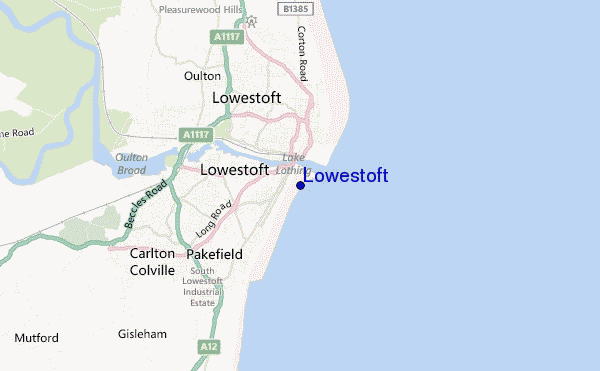 mappa di localizzazione di Lowestoft