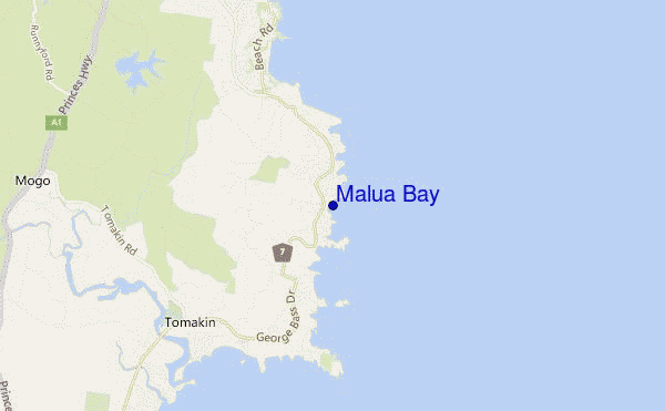 mappa di localizzazione di Malua Bay