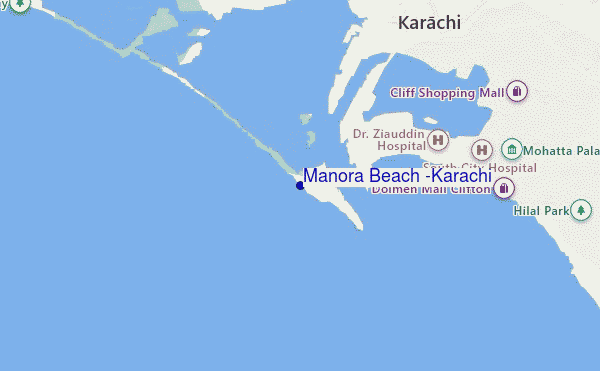 mappa di localizzazione di Manora Beach (Karachi)