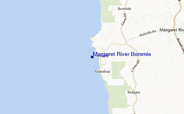 mappa di localizzazione di Margaret River Bommie