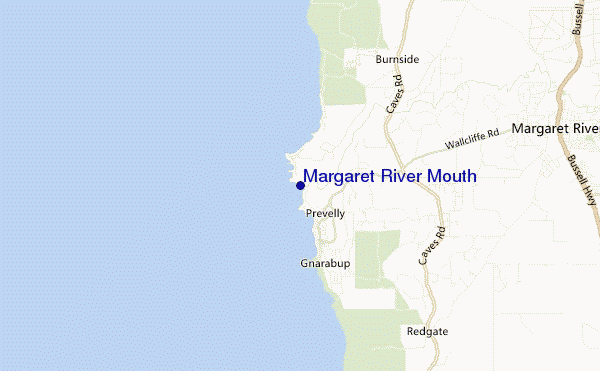 mappa di localizzazione di Margaret River Mouth