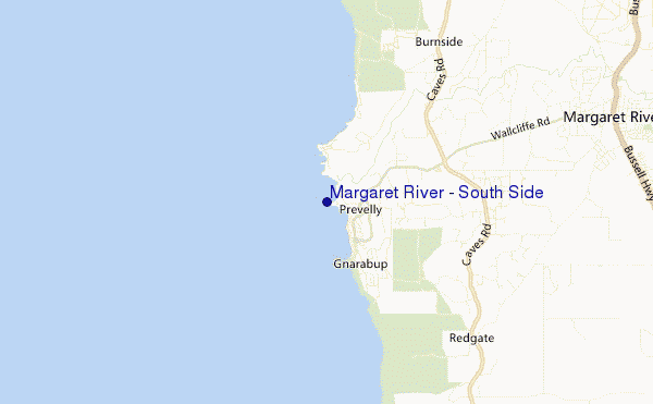 mappa di localizzazione di Margaret River - South Side