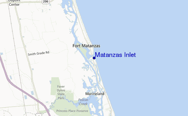 mappa di localizzazione di Matanzas Inlet