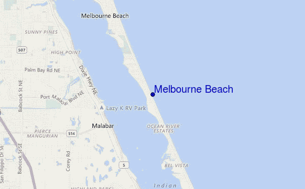 mappa di localizzazione di Melbourne Beach