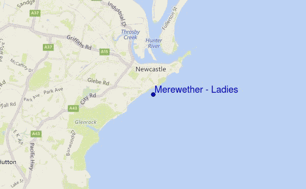 mappa di localizzazione di Merewether - Ladies